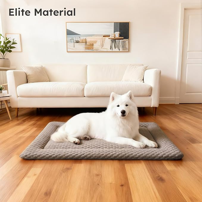 Dog Bed Mat, Dual-Sided Dog Crate Bed Mat - Ultra Soft & Machine Washable Kennel Pad for Small Dogs, All-Season Comfort Pet Bed for Crates, Travel, and Home, Light Brown, 24 x 16 Inch