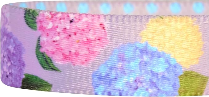 Blueberry Pet Purple Hydrangea Dog Collar, Adjustable Large Size, Neck 18”-26”, Printed Pet Collar for Large Dogs