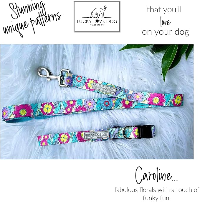 Lucky Love Dog - Adjustable Dog Collar with Easy Click Buckle for Large Ones, Durable, & Comfortable for Male & Female Dogs, Pet Collar for Puppies & Adult Dogs - Caroline, XL