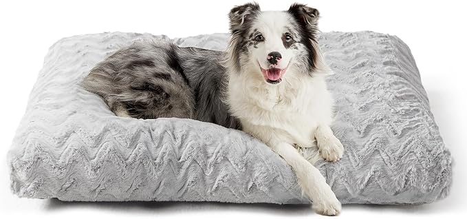 EHEYCIGA Washable Dog Bed for Crate 36x27 Inch, Anti-Slip L Plus Kennel Pad for Dogs Up to 55 lbs, Plush and Comfy Pet Sleeping Mat, Grey