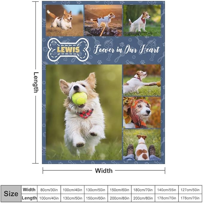 Artsadd Personalized Memorial Blanket with Pictures Pet Loss Sympathy Gift in Memory of Dog Cat Custom Photo Blanket