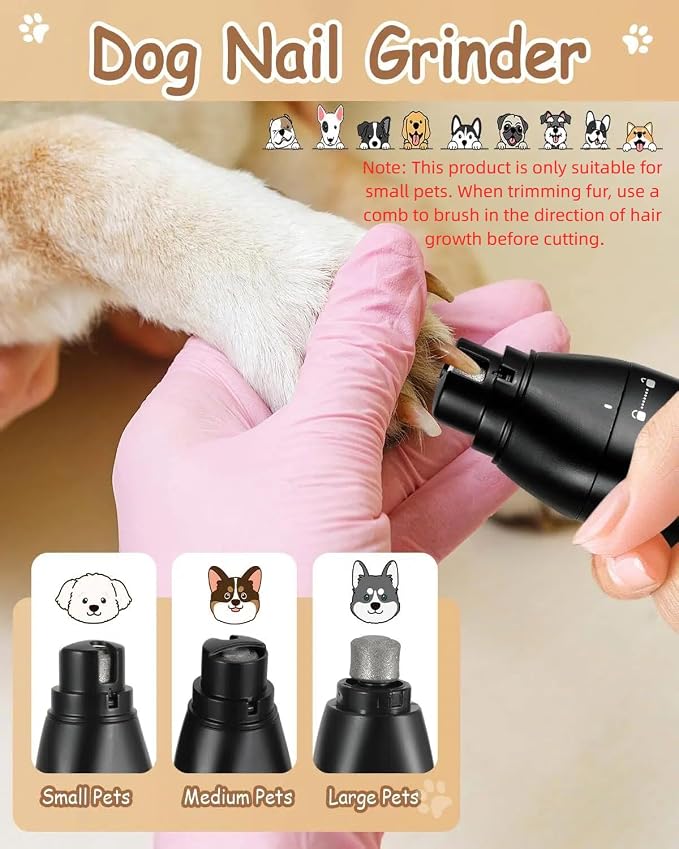 4-in-1 Dog Grooming Kit Low Noise Snag Free Cutting for Cats Dogs | Rechargeable Cordless, Rinsable Blade ,4-in-1 Electric Clipper & Foot Trimmer with Nail Grinder and Curved Blade Head