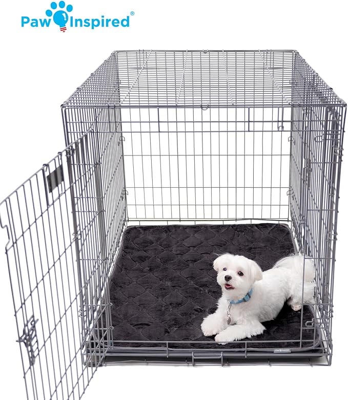 Paw Inspired Washable Padded Crate Mats for Dogs, Dark Brown, 41x28 Inch | Fits 42-inch Kennels, Leakproof, Waterproof Bottom, Plush Dog Pad, Pet Bed