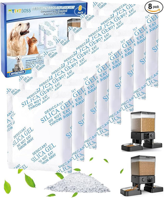 8PCS Desiccant Bag Replacement Compatible with oneisall All Automatic Cat Feeders, Desiccant Packs for Moisture Control for Automatic Pet Feeders Cat Dog Feeder, Keep Pet Food Dry & Fresh