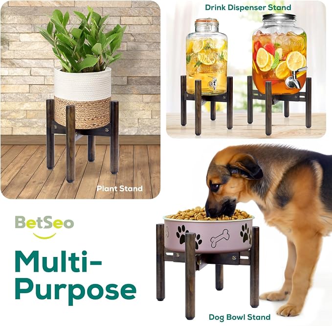 Dog Bowl Stand for Water/Food - Adjust with Lock - Dog Water Fountain Holder, Elevates Pet Food and Water Feeder Bowls (Bowl not Included) (1Pack - (Height 10.3in, Width 8-11.2in))