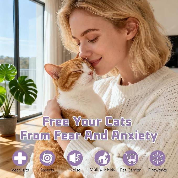 Cat Pheromone Calming Diffuser Kit 8 in 1 Calm Kit 2 Plug in + 6 Refills | 180 Days Supply Helps Reduce Stress-Related Behaviors Like Urine Spraying, Hiding, Scratching, Hissing