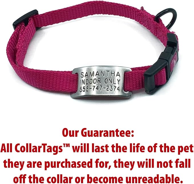 Boomerang Tags Cat Tag - Small Dog Tag, Will Last Your Pets Lifetime - Cat Tags Personalized Small, Engraved Stainless Steel Silent, ID Tag (Open End X-Small for 3/8 or 1/2 Inch Snap Style Collar)