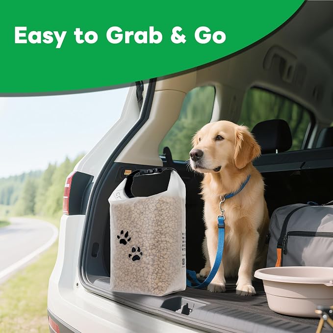 Dog Food Storage Bag with Roll-Top Closure, for Traveling, Camping,Boarding, Food Grade, 14 Cups (Mini)