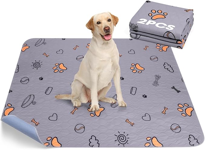FURTIME Washable Pee Pads for Dogs, Super Absorbent, 2 Pack 48"x48" Purple | Reusable Pads for Dog Training Pads, 100% Waterproof Non-Slip Pee Pads Whelping Pads Dog Playpen Pads Crate Mat Bed Pads