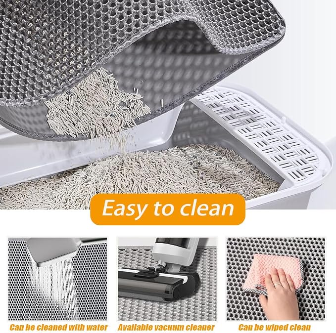 Large Cat Litter Mat, 46x32 Inches Extra Large Double Layer Honeycomb Cat Litter Trapping Mat, Non Slip Waterproof Urine Proof Mat, Scratch Resistant Durable Litter Rug