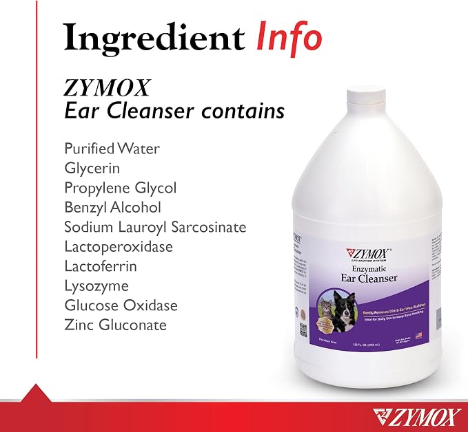 Zymox Ear Cleanser Solution for Dogs and Cats, 1 Gallon