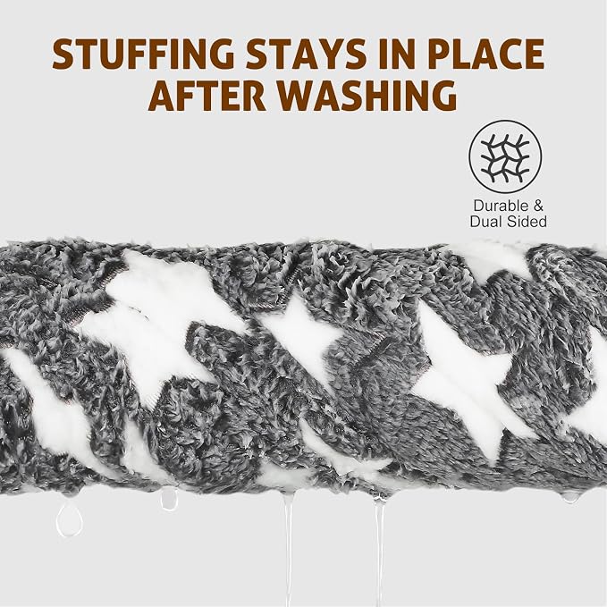 Mora Pets Dog Bed Crate Pad Ultra Soft Pet Bed with Cute Star Print Washable Reversible for Large Medium Small Dogs 23 x 18 inch 2 Pack Grey