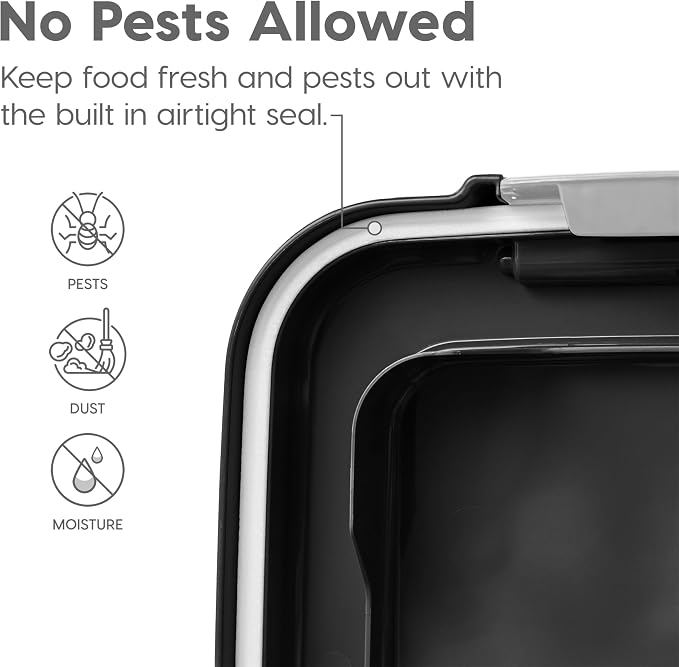IRIS USA Airtight Pet Food Storage Container with Wheels, Black, 30 lb Capacity - BPA-Free Clear Plastic Bin with Snap-Lid Seal to Keep Kibble, Pellets or Seeds Fresh for Dogs, Cats and Birds