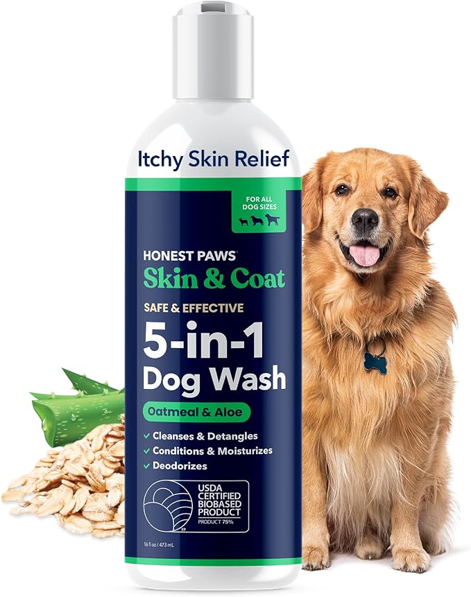 Oatmeal Aloe Dog Shampoo and Conditioner, Itchy Skin Relief, Sensitive Skin | Oatmeal Shampoo for Dogs, Anti-Itch Pet Shampoo for Allergies and Itching, Puppy Dog Wash, Natural Sulfate Free