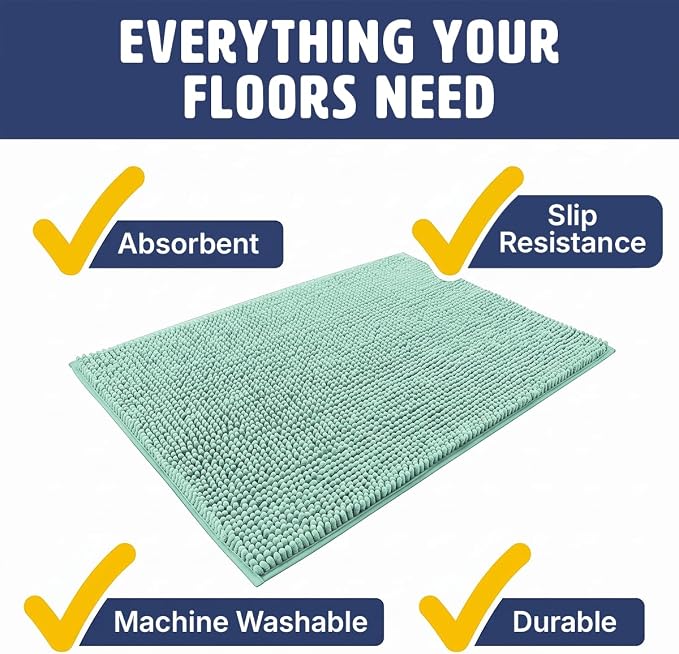 Muddy Mat® | XL Cat Litter Mat 48"x60", Litter Trapping Mat, Super Absorbent Scatter Control, Soft on Paws, Slip Resistant Washable Litter Mat, Traps Litter, Protects Floors, Seafoam Green