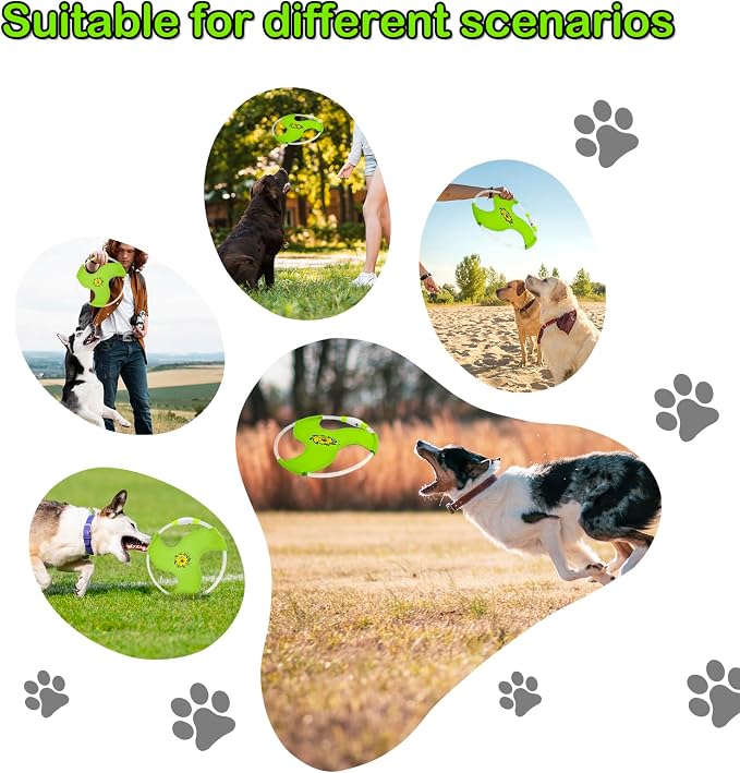Dog Flying Disc Flyer Dog Toys, Glow in The Dark Nylon Dog Toy with 3 Light Models, Floating Dog Ring Toys for Physical Exercise, Pet Training Throwing Playing