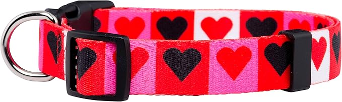 Native Pup Valentine’s Dog Collar- Valentines Day Pet Collars- Valentine Girly Hearts- Pink Red Heart- Cute Boy Girl Puppy Gift- Adjustable for Small, Medium, Large Breeds (Boxed Hearts, Large)