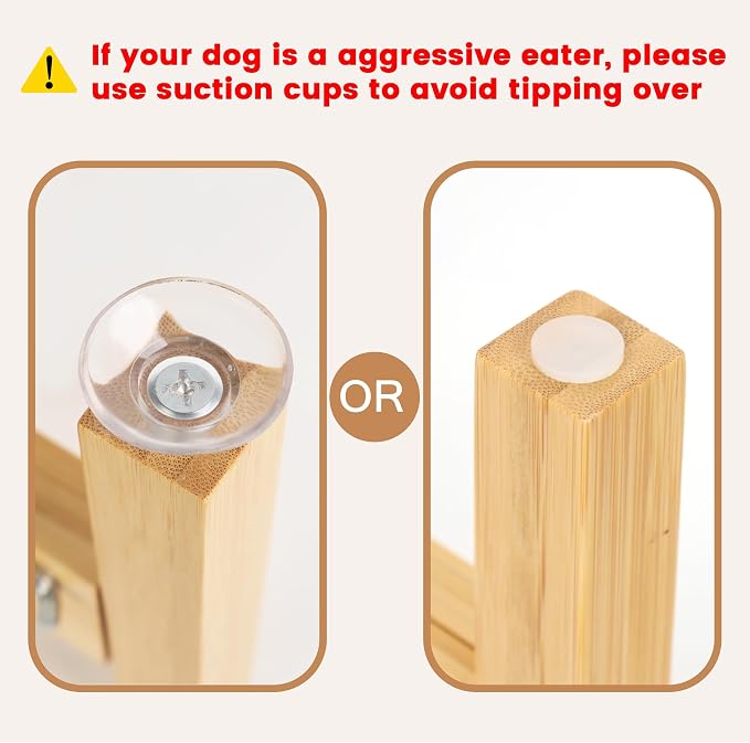 Elevated Dog Bowl Stand Adjustable Dog Food Holder 7”H Small Bamboo | Raised Stand, for Small Dogs, Fits 6”-8” Bowls, Single Bowl Holder, Natural Bamboo, Solid, Classic