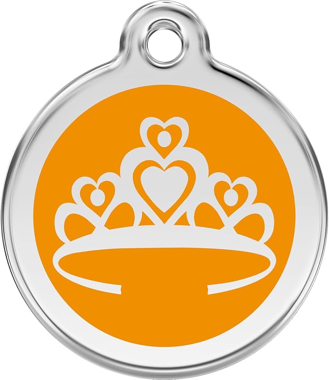Red Dingo Personalized Crown Pet ID Dog Tag (Large Orange)