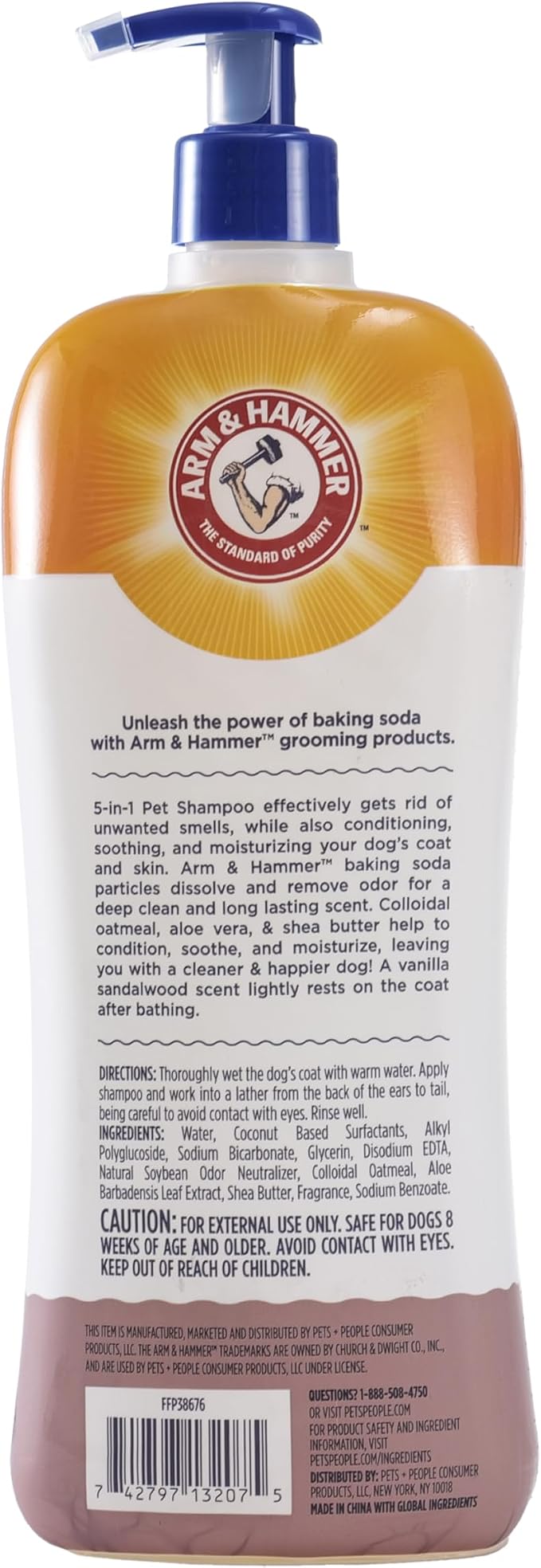 Arm & Hammer 5-in-1 Dog Shampoo, Vanilla Sandalwood, 32 Fl Oz | Deodorizing, skin soothing, and moisturizing formula, aloe and shea butter, oatmeal-based, value size