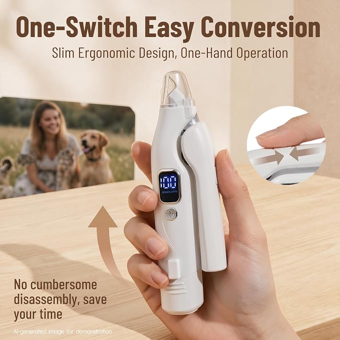 2-in-1 Dog Nail Clippers with LED Light, Rechargeable Pet Nail Grinder for Small Dogs & Cats, 4-Speed Quiet Painless Claw Trimmer with 2026 Upgraded Safety Guard to Avoid Overcutting