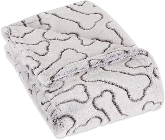 Bone Dry Embossed Bone Collection, Pet Blanket, 36x48, Black