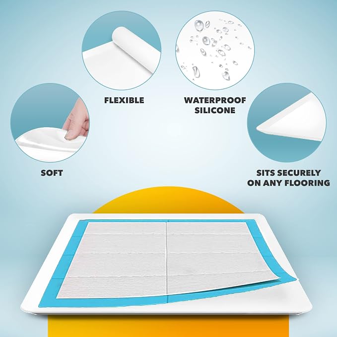 Skywin TidyFriend Dog Pee Pad Holder - Fits Up to 24” x 24” Pee Pad Holder for Dogs - Stable Grip, Soft Edges, Quick Wipe Silicone Surface Dog Pad Holder for Indoor Flooring Protection (White)