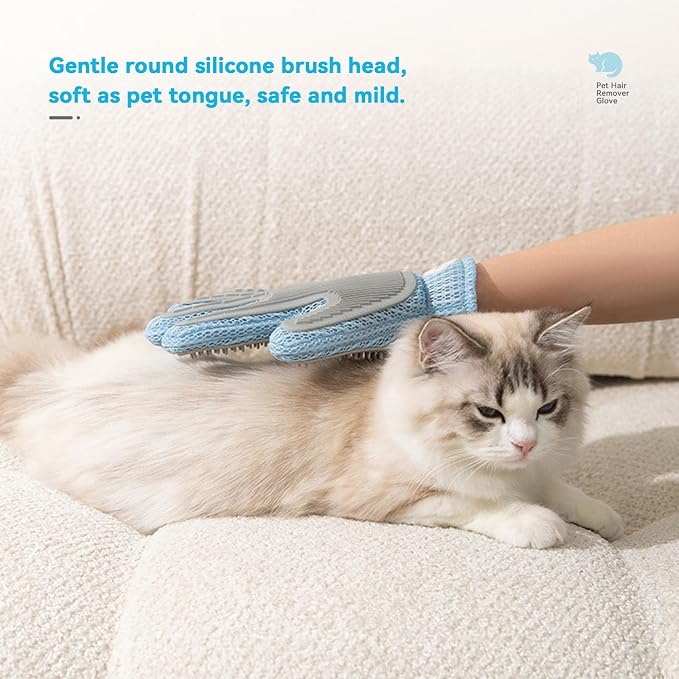 Cat Grooming Gloves, Upgraded 2-in-1 Double-Sided, 1 Count | Pet Hair Remover Glove for Dogs & Cats, Gentle Deshedding Grooming Mitt, Cleans Fur from Couch, Furniture, Carpet & Car Seats