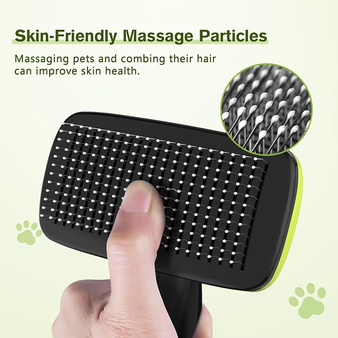 Pecute Skin Friendly Self-Cleaning Slicker Brush for Dog & Cat Shedding | 1 click clean, Lightweight, Undercoat hair removal, For short/long/double/white coats