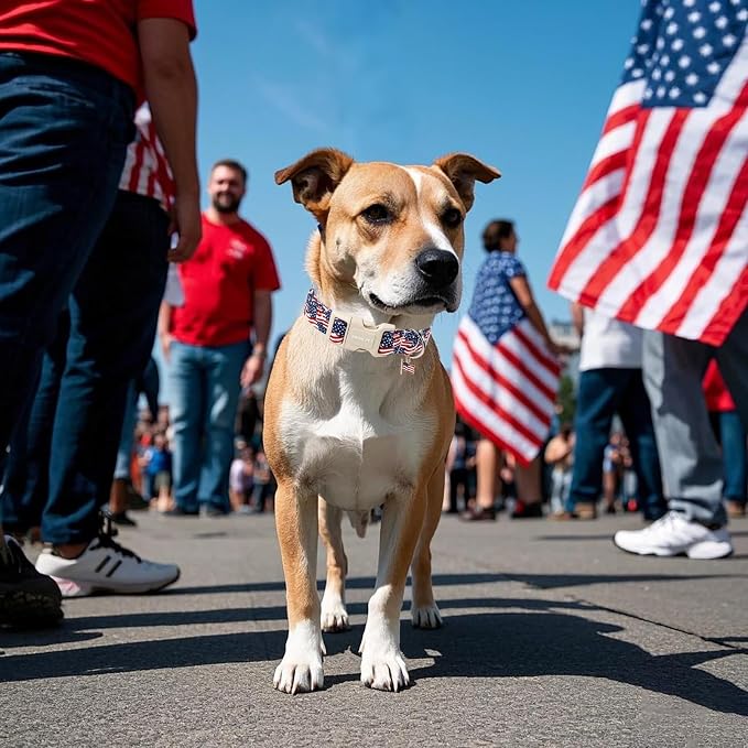 ARING PET 4th of July Collars for Dogs, Fourth of July Patriotic American USA Flag Red White Blue Dog Collar for Puppy Small Medium Large Boy Girl Doggy-M