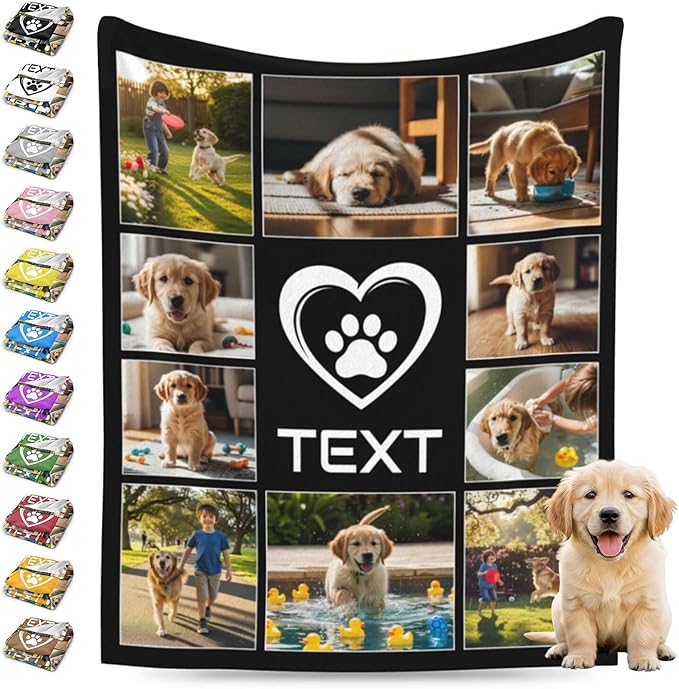Nxwdwqa Personalized Dog Blanket Throws with Photos, Custom Pet Blanket, Dog Gifts for Pet Lovers, Customized Puppy Blanket for Adult Kid Birthday Christmas Fathers Mothers Valentines Gift
