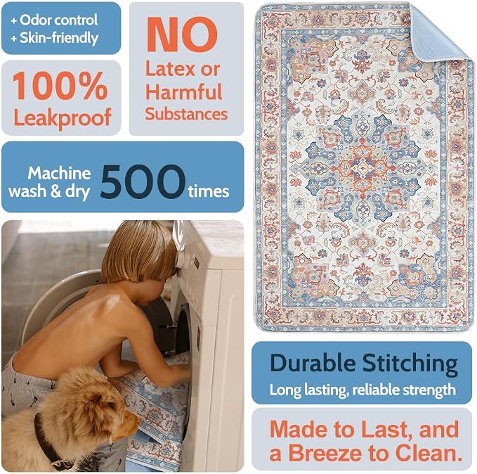 Washable Pee Pads for Dogs, 2 Pack Reusable Puppy Training Pads 72"x72" Super Absorbent Waterproof Dog Training Pads, Non-Slip Potty Pads, Whelping Pads Litter Mat Beige