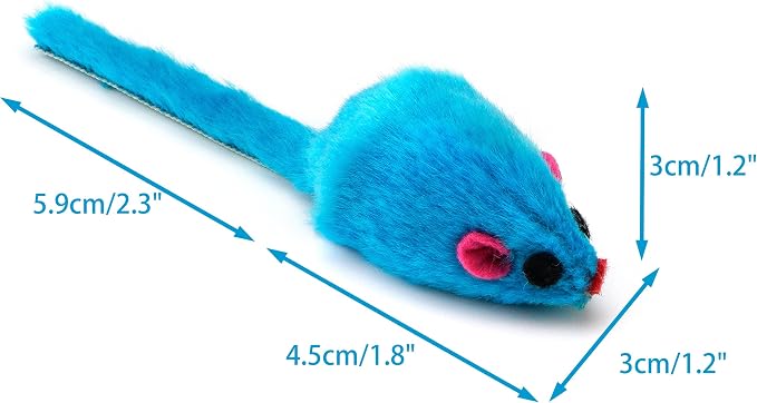 CHIWAVA 36PCS 4.1'' Furry Cat Toy Mice Rattle Small Mouse Kitten Interactive Play Assorted Color