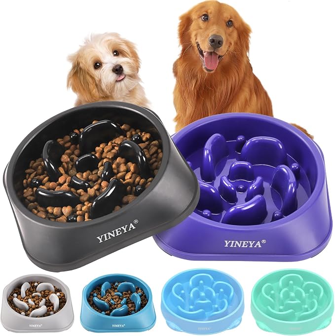 YINEYA 2PCS Slow Feeder Dog Bowls, Pet Supplies That Slow Down Eating, Pet Food Bowls, Maze Dog Puzzle Feeder for Medium Breed