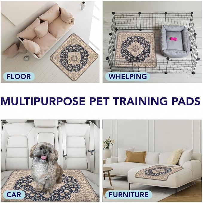 PUPIBOO Washable Pee Pads for Dogs and Cats - Super Absorbent Reusable Puppy Training Pads - 100% Waterproof, Leak-Proof & Non-Slip Whelping Pads for Pet Housebreaking