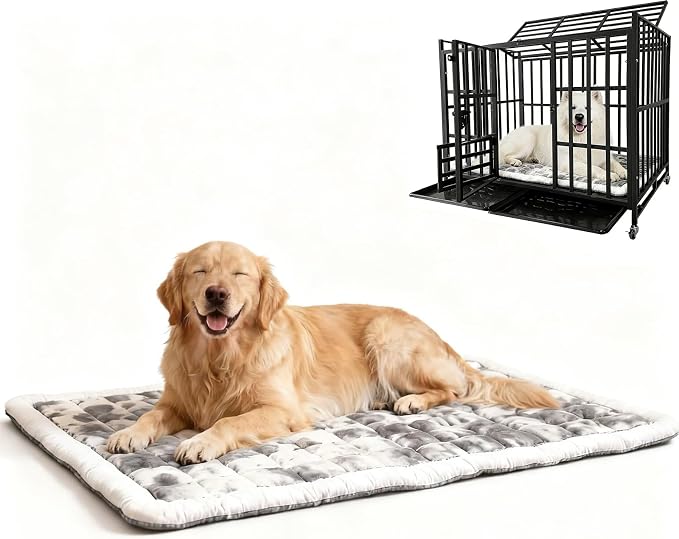 42" x 27"Washable Dog Bed Mat, Upgraded Non-Slip Durable Dog Bed, Soft and Comfortable, Machine Washable Luxury Kennel Pad, Design Kennel Beds Mats for Large Medium Small Pets