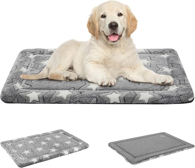EMPSIGN Dog Crate Pad for 30"x20" Dog Crate, Star Pattern/Grey | Reversible Kennel Mat (Cool & Warm), Machine Washable, Cozy Star Pattern Sleeping Pad, All-Season Pet Bed