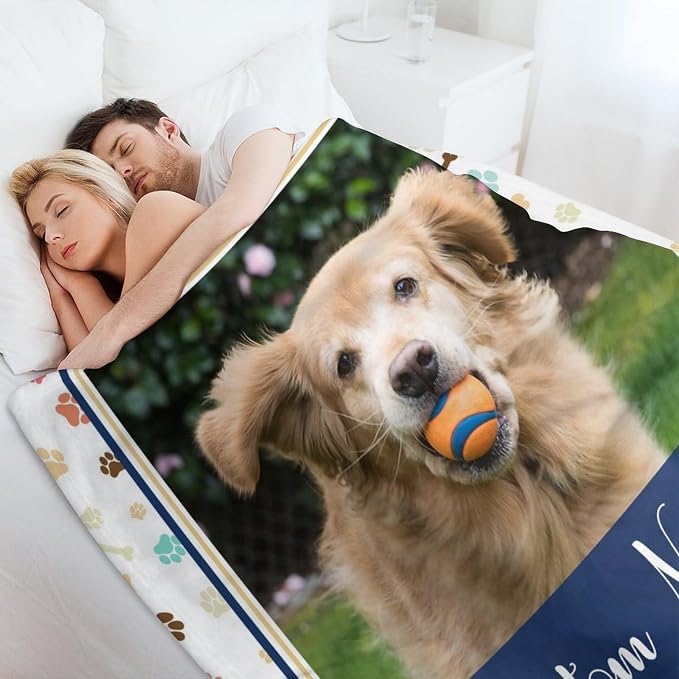 Artsadd Personalized Memorial Blanket with Pictures Pet Loss Sympathy Gift in Memory of Dog Cat Custom Photo Blanket