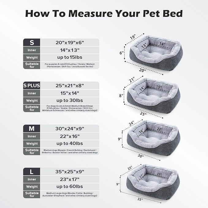 INVENHO Large Dog Beds Large Sized, Washable Orthopedic Warming Soft Sleeping Durable with Anti-Slip Bottom