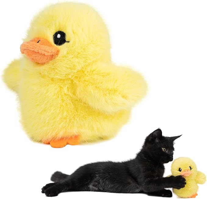 Catify Best Pet Supplies Flapping Duckling, Chick & Bird Cat Toy - Motion-Activated Wings, Realistic Chirps, Catnip-Infused Plush, USB-Rechargeable Indoor Cats & Kittens, Self-Play Enrichment - Yellow
