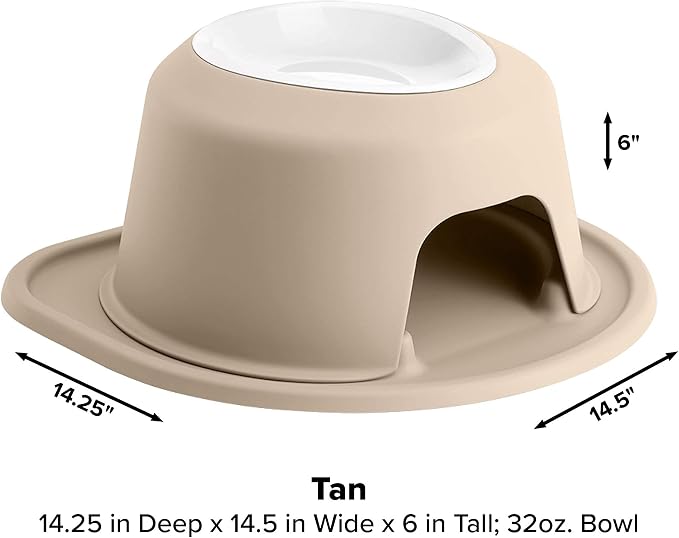 WeatherTech Single High Pet Feeding System w/Plastic Dog/Cat Bowls - 6" High Stand Tan (PSH3206TNTN)