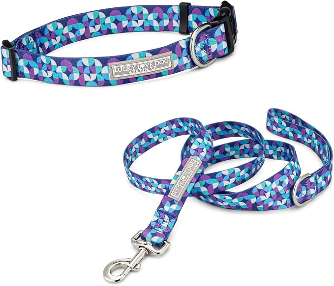 Lucky Love Dog - Adjustable Dog Collar and Leash Set with Easy Click Buckle for Small Dogs, Durable, & Comfortable Collar for Male & Female Dogs, Puppies & Adult Ones - Jasper Combo, Small