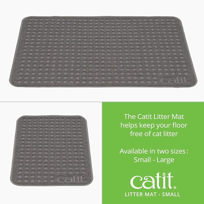 Catit Cat Litter Mat Rectangle Non-Slip Litter Trapping Mat Soft | Comfortable, Easy to Clean for All Cat Litter Types, Small