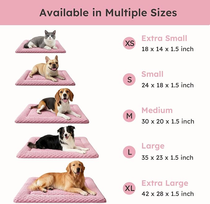 Dog Bed Mat, Dual-Sided Dog Crate Bed Mat - Ultra Soft & Machine Washable Kennel Pad for Large Dogs, All-Season Comfort Pet Bed for Crates, Travel, and Home, Pink, 35 x 23 Inch