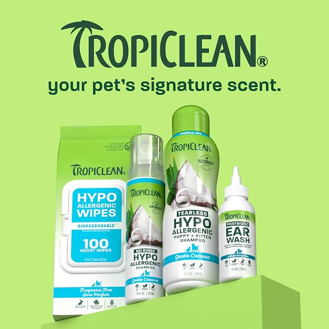 TropiClean Hypoallergenic Dog Wipes for Paws and Bottom | Fragrance Free Dog Grooming Wipes | Safe for The Face | Puppy & Cat Friendly | 400 Count
