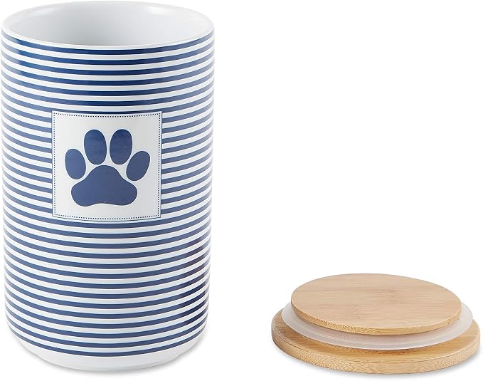 Bone Dry Paw & Patch Ceramic Pet Collection, Treat Canister, 4x6.5, Nautical Blue (Pack of 2)
