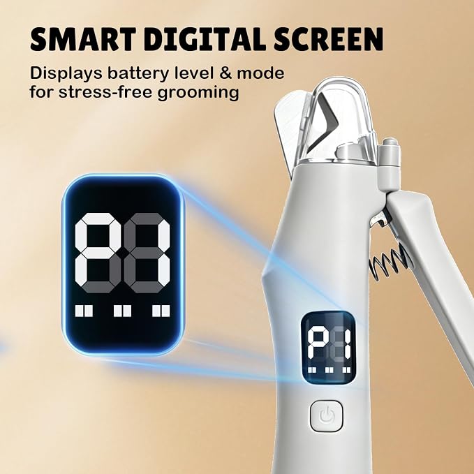 2-in-1 Dog Nail Clippers and Grinder with LCD Battery Display - Professional Cat Claw Trimmer with Built-in Safety Light & Guard, Ultra Quiet Rechargeable Pet Claw Grooming Tool for Large & Small Pets