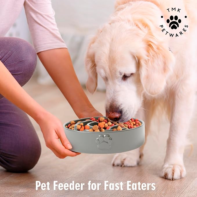 Slow Feeder Dog Bowls – Dog Bowl Slow Feeder – Microwaveable Dog Slow Feeder for All Breeds – Lead and BPA-Free Ceramic Pet Bowl – Pet Feeder for Fast Eaters