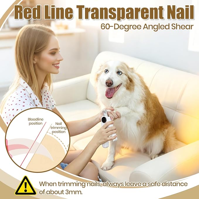 Rosvola Pet Nail Clipper Grinder, 2 in 1 Dog Nail Clippers & Dog Nail Grinder, Rechargeable Quiet Dogs Cats Claw Trimmer with LED Light for Small Medium Large Dogs
