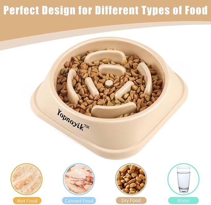 Yopnoyik 2 Pack Slow Feeder Dog Bowls for Healthy Eating, Non-Slip and Anti-Choking Design, Reduces Bloating & Overeating for Large Dogs, Easy to Clean